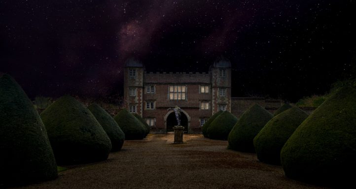 Burton Agnes Hall at night.