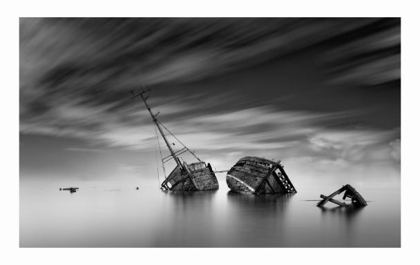 Pin Mill, Suffolk,  Long exposure of the old boats left on the sides of the estuary. 