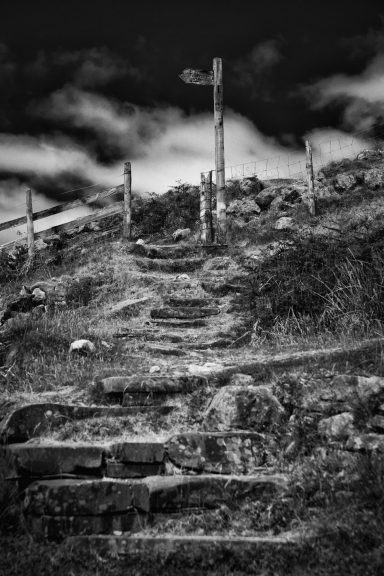 Old stone steps, Honister Pass, The Lake District National Park, UK.