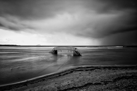 The Bridge to Nowhere, Belhaven Beach, East Lothian, Scotland.